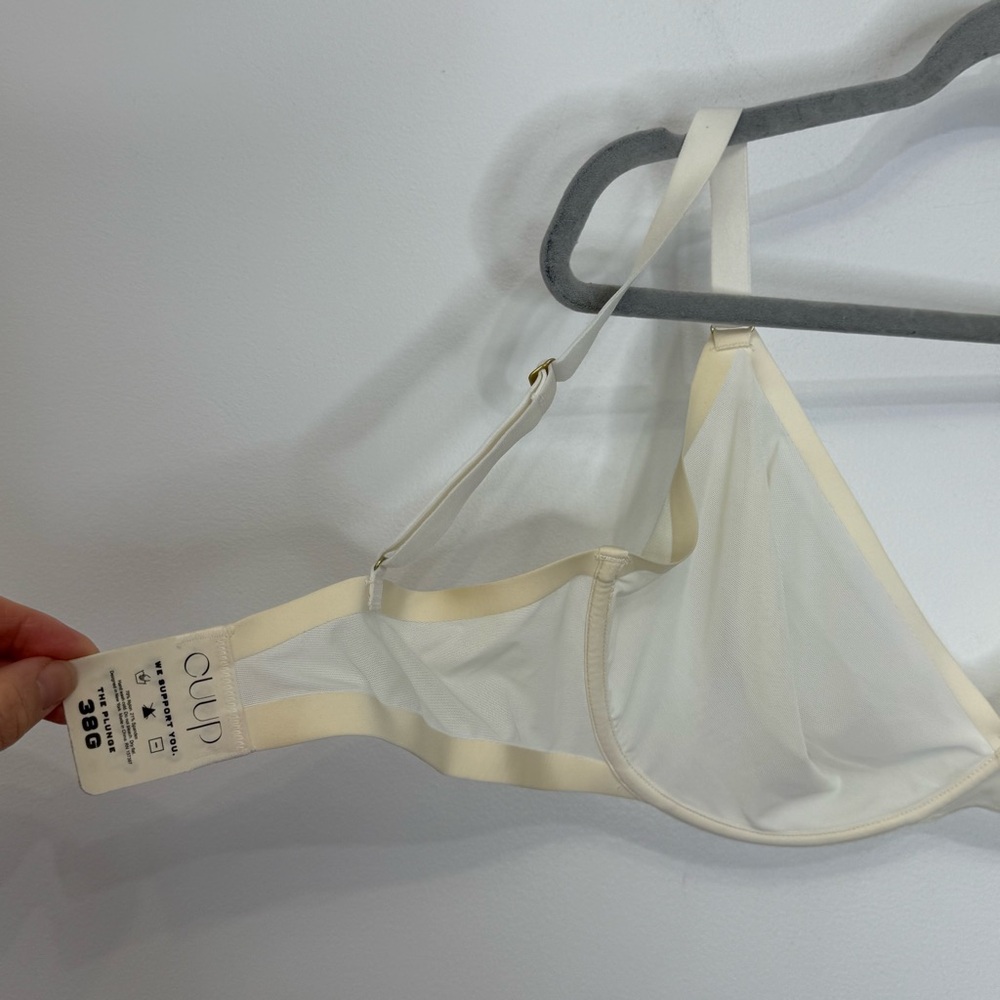 Cuup The Plunge Mesh Bra Women’s Size 38G Off White Ivory Underwire Cream - Picture 7 of 9